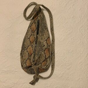 Patti Hanson Hung on You Snakeskin Leather Crossbody Sling Bag with Wristlet